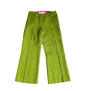 Trina Turk Wide Leg Wool Blend Pants Women’s Size 2 Green Cropped Boho